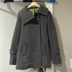 Soia Kyo Wool Asymmetric Gray Peacoat Jacket XS